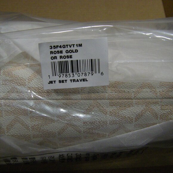 Michael Kors Jet Set Travel Metallic Logo Top-Zip Tote Bag Rose Gold New Sealed - Picture 7 of 10